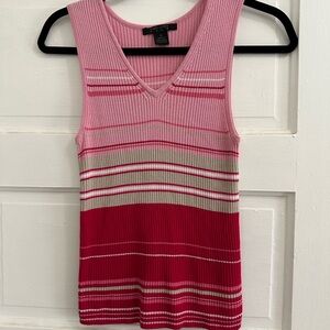 Y2K Pink and Red Striped Sleeveless silk top natural fibers